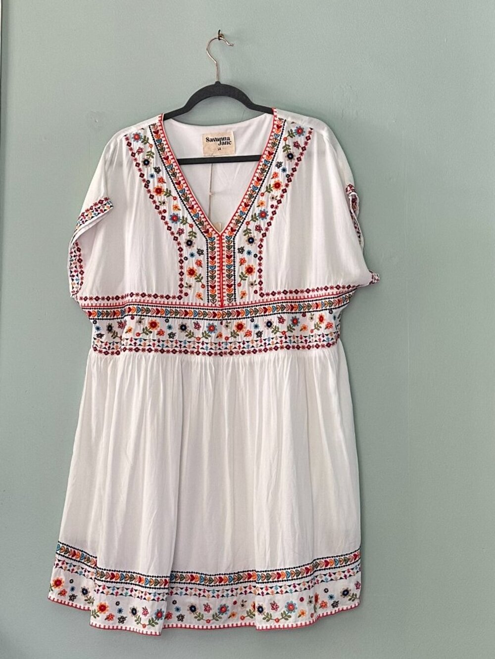 Savanna Jane 1X NWT White Embroidered Boho Floral Dress
